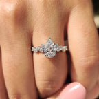 Pear Cut Cluster Diamond Engagement Ring