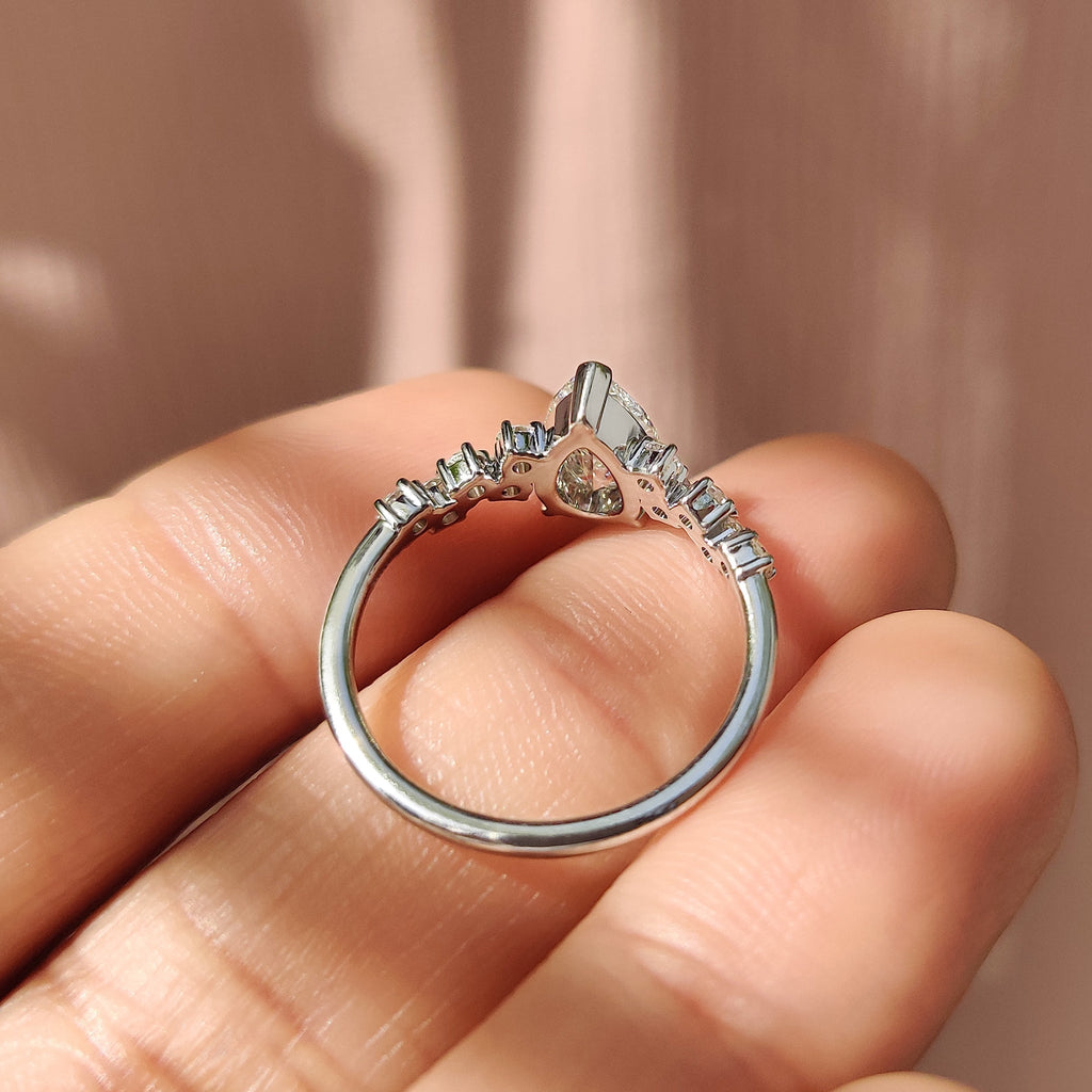 Pear Cut Cluster Diamond Engagement Ring