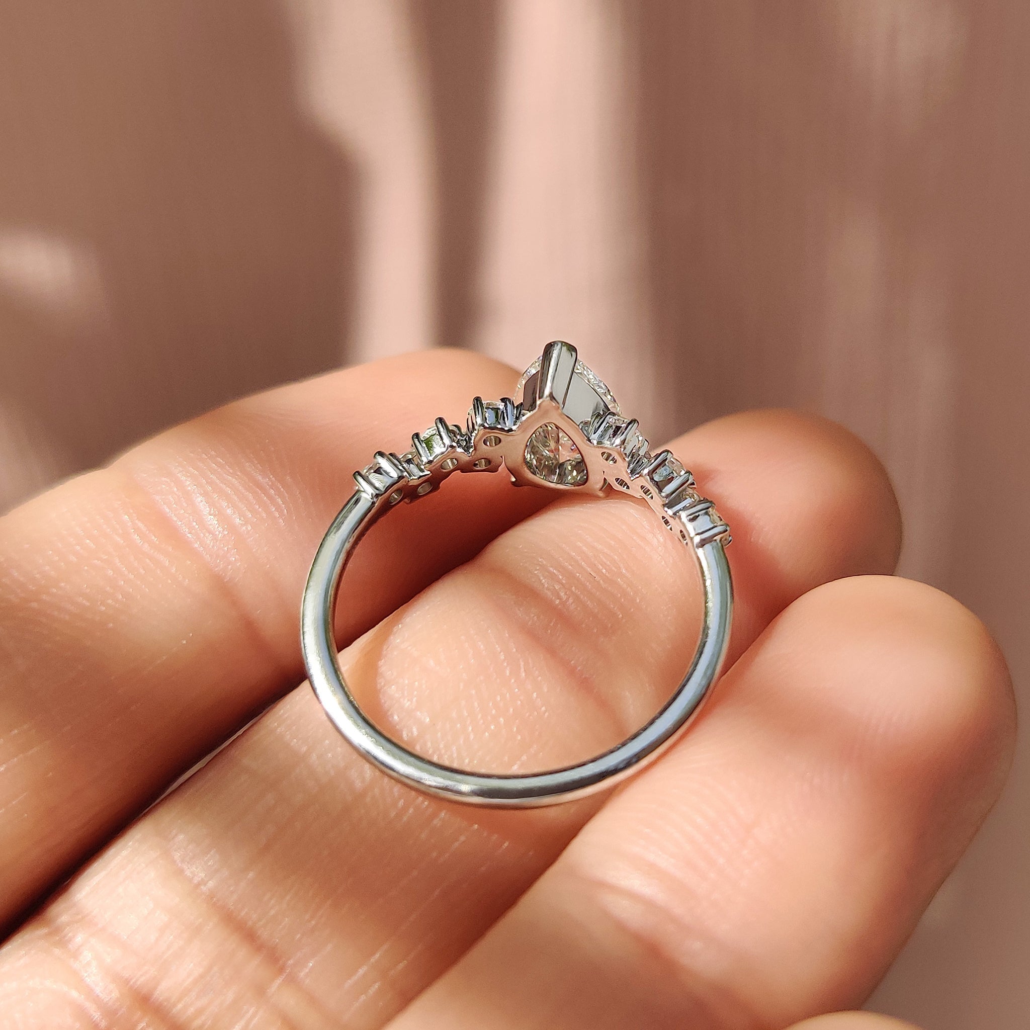 Pear Cut Cluster Diamond Engagement Ring