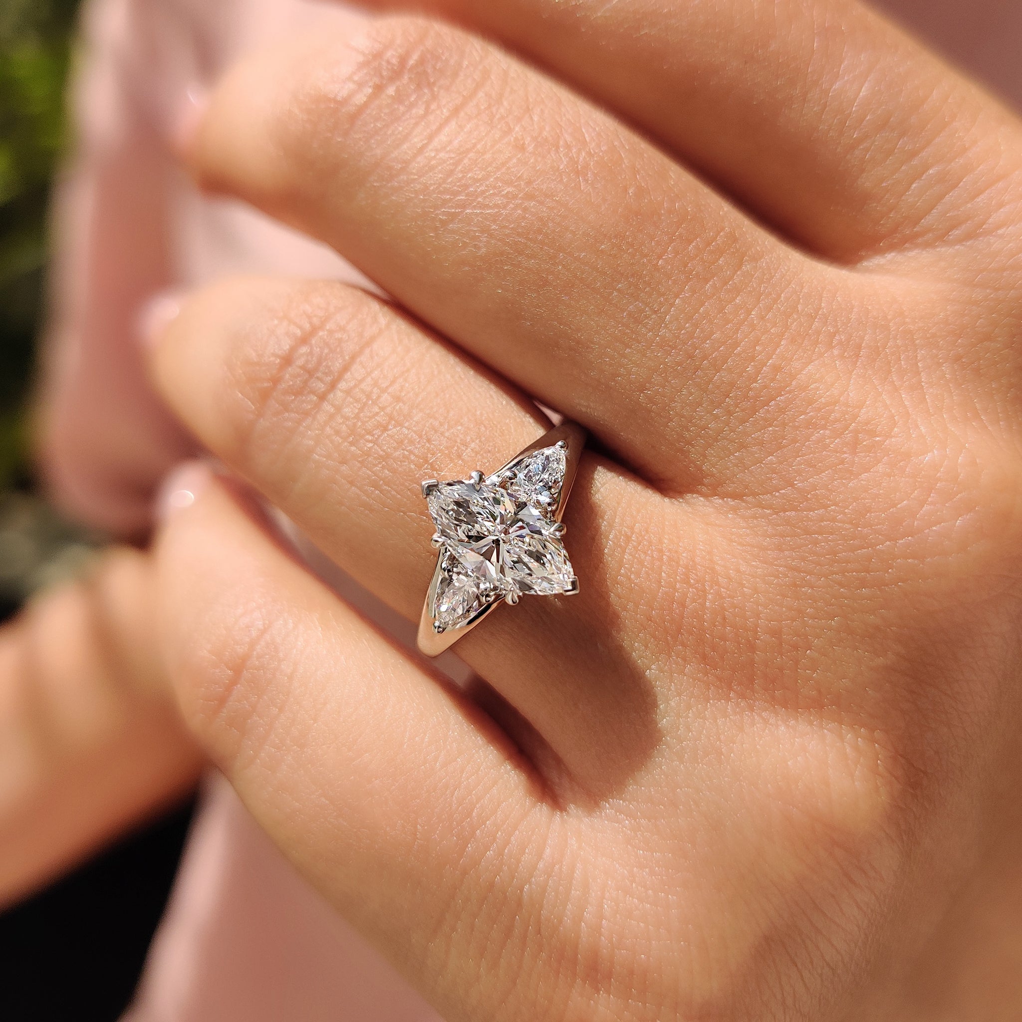 Marquise Cut Split Shank Engagement Ring