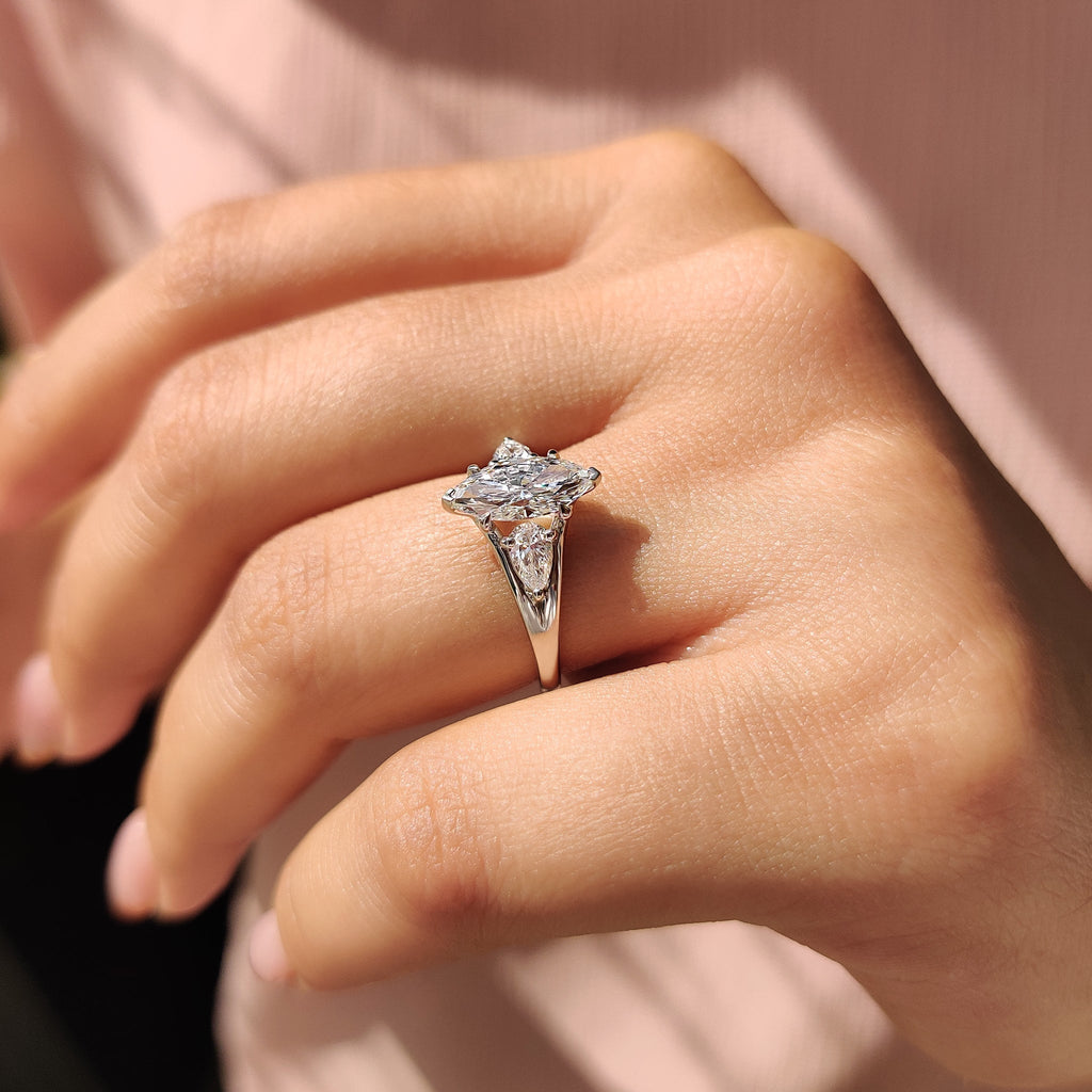 Marquise Cut Split Shank Engagement Ring