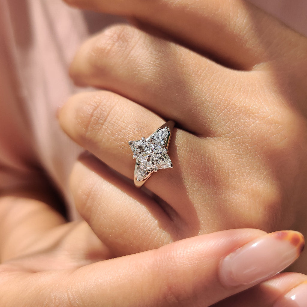 Marquise Cut Split Shank Engagement Ring
