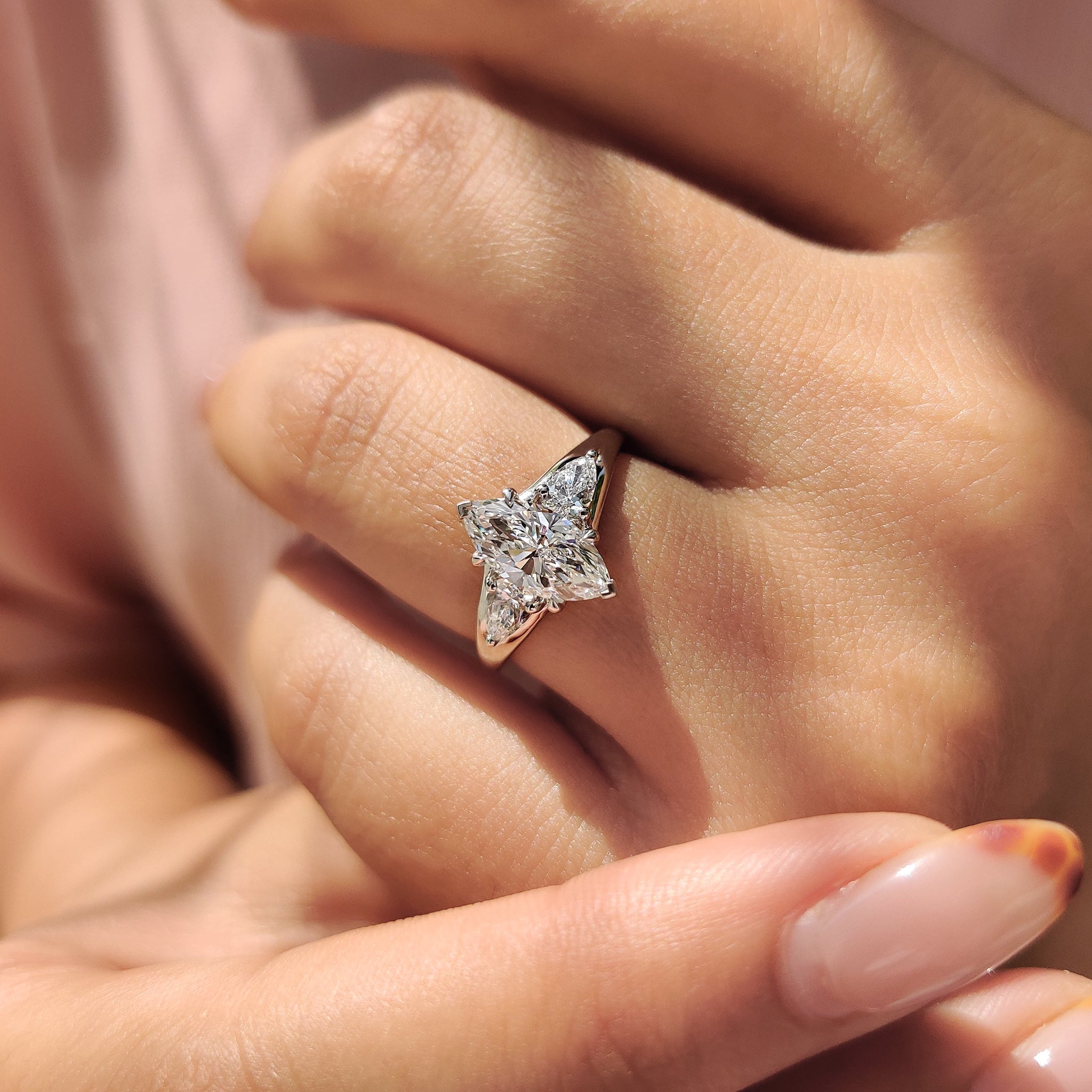 Marquise Cut Split Shank Engagement Ring