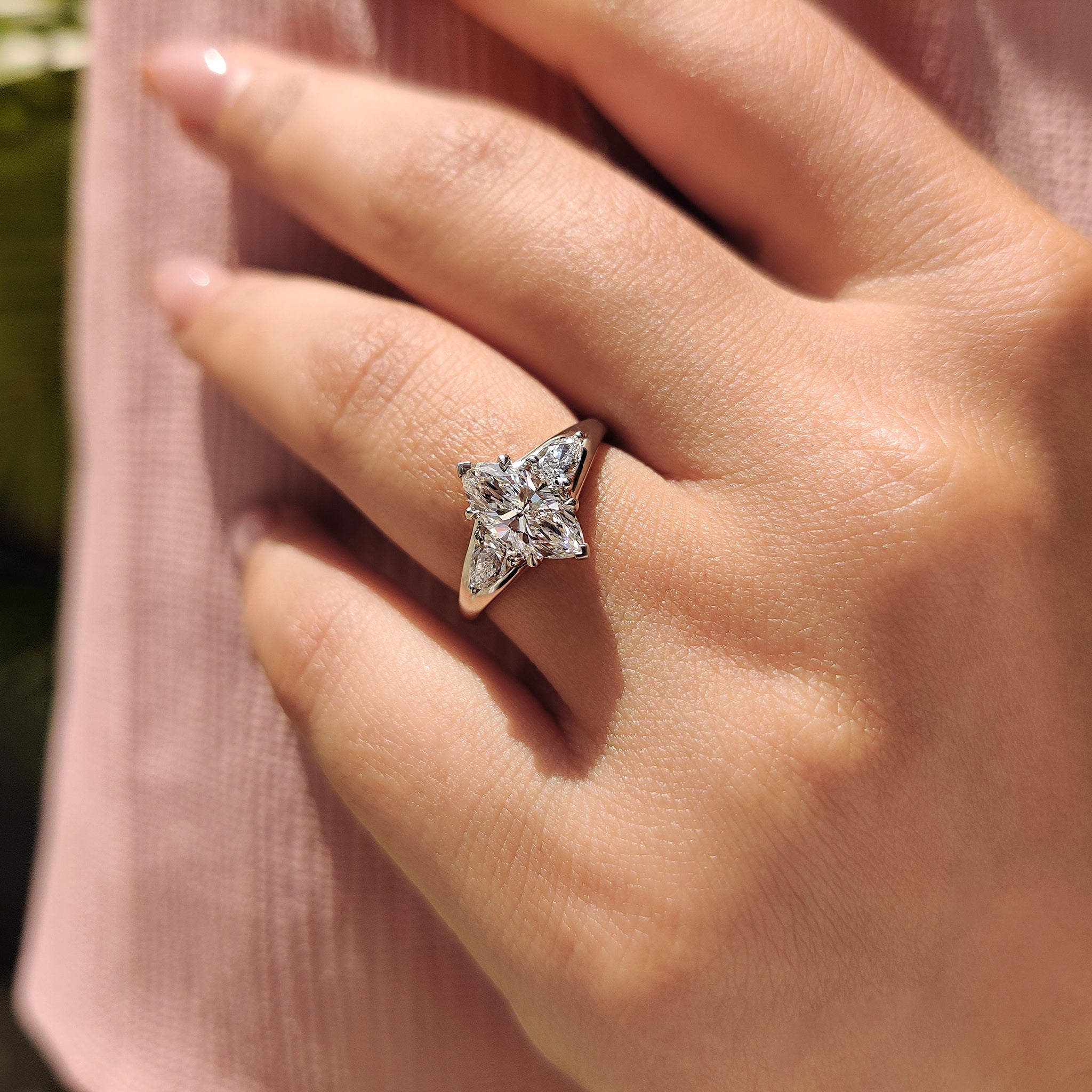 Marquise Cut Split Shank Engagement Ring
