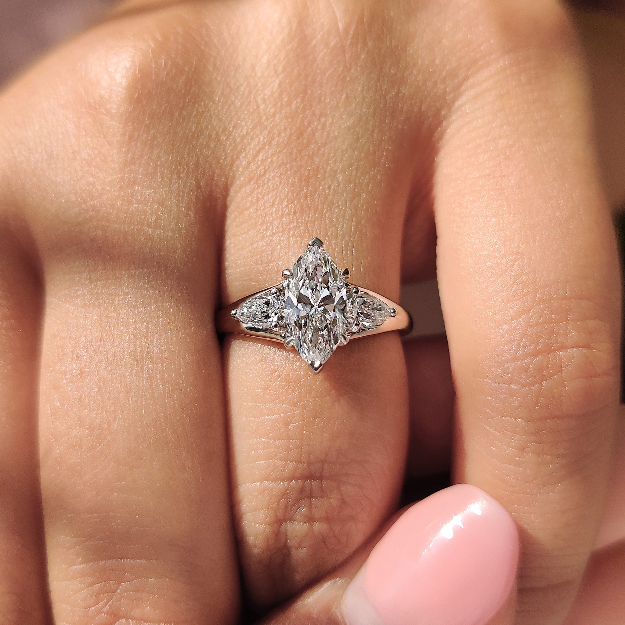 Marquise Cut Split Shank Engagement Ring