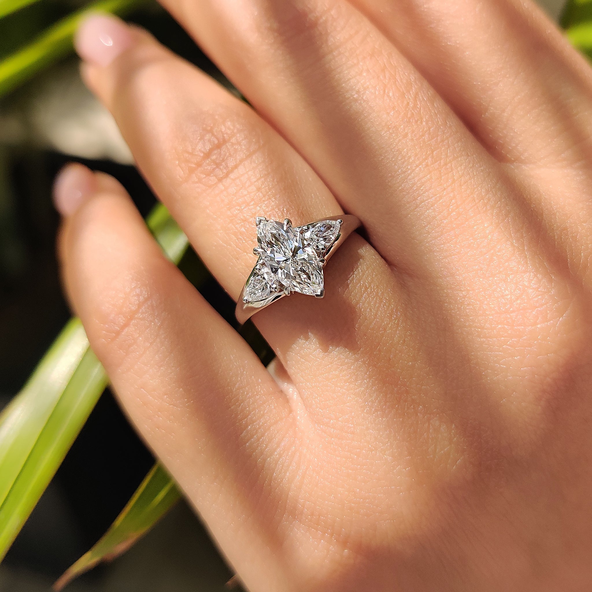 Marquise Cut Split Shank Engagement Ring