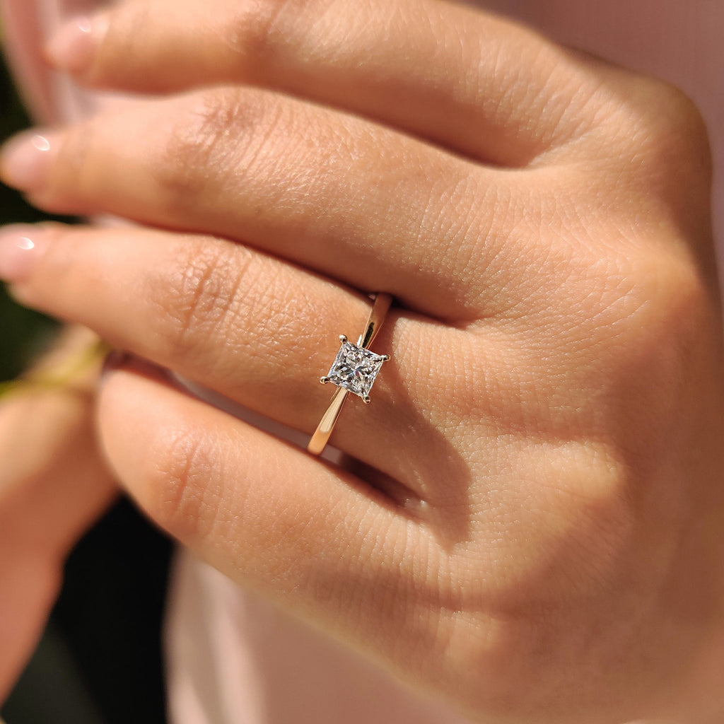Princess Cut Solitaire Diamond Ring With Cathedral Setting
