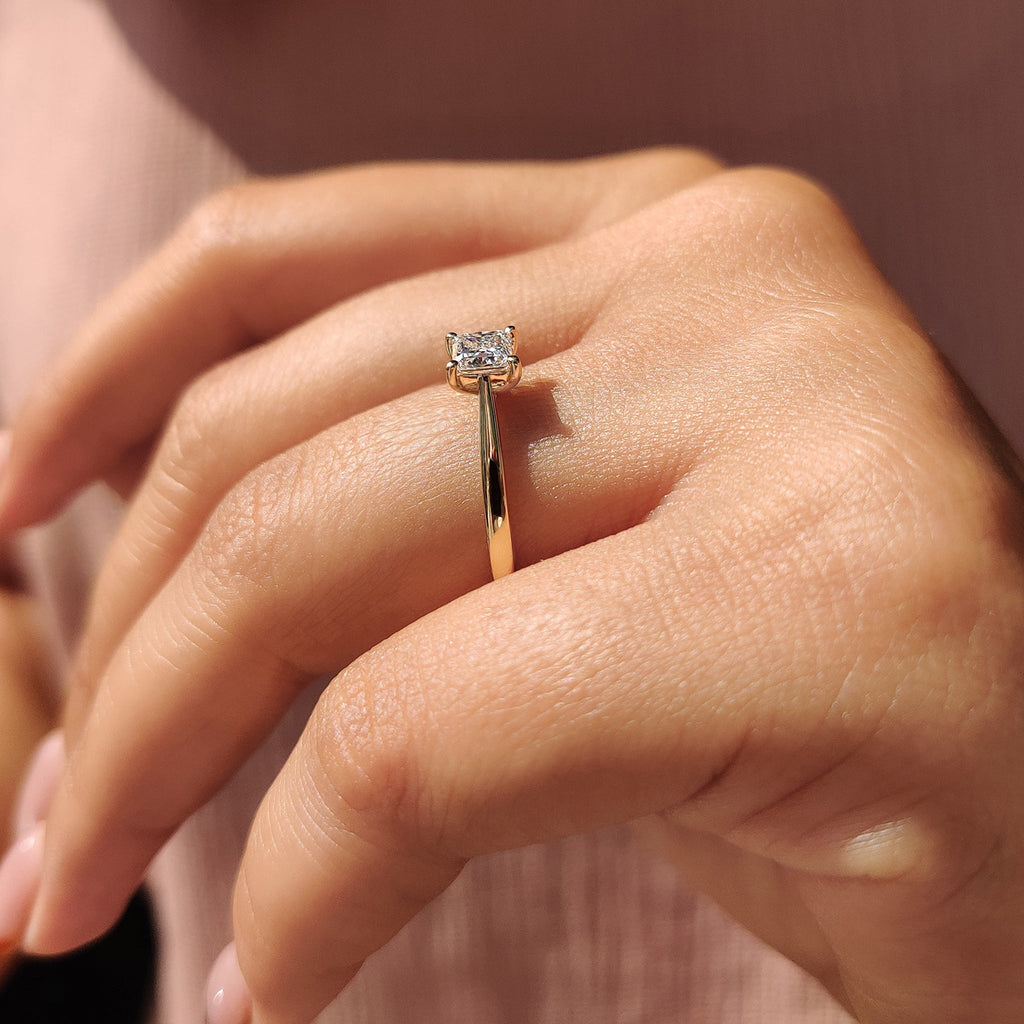 Princess Cut Solitaire Diamond Ring With Cathedral Setting