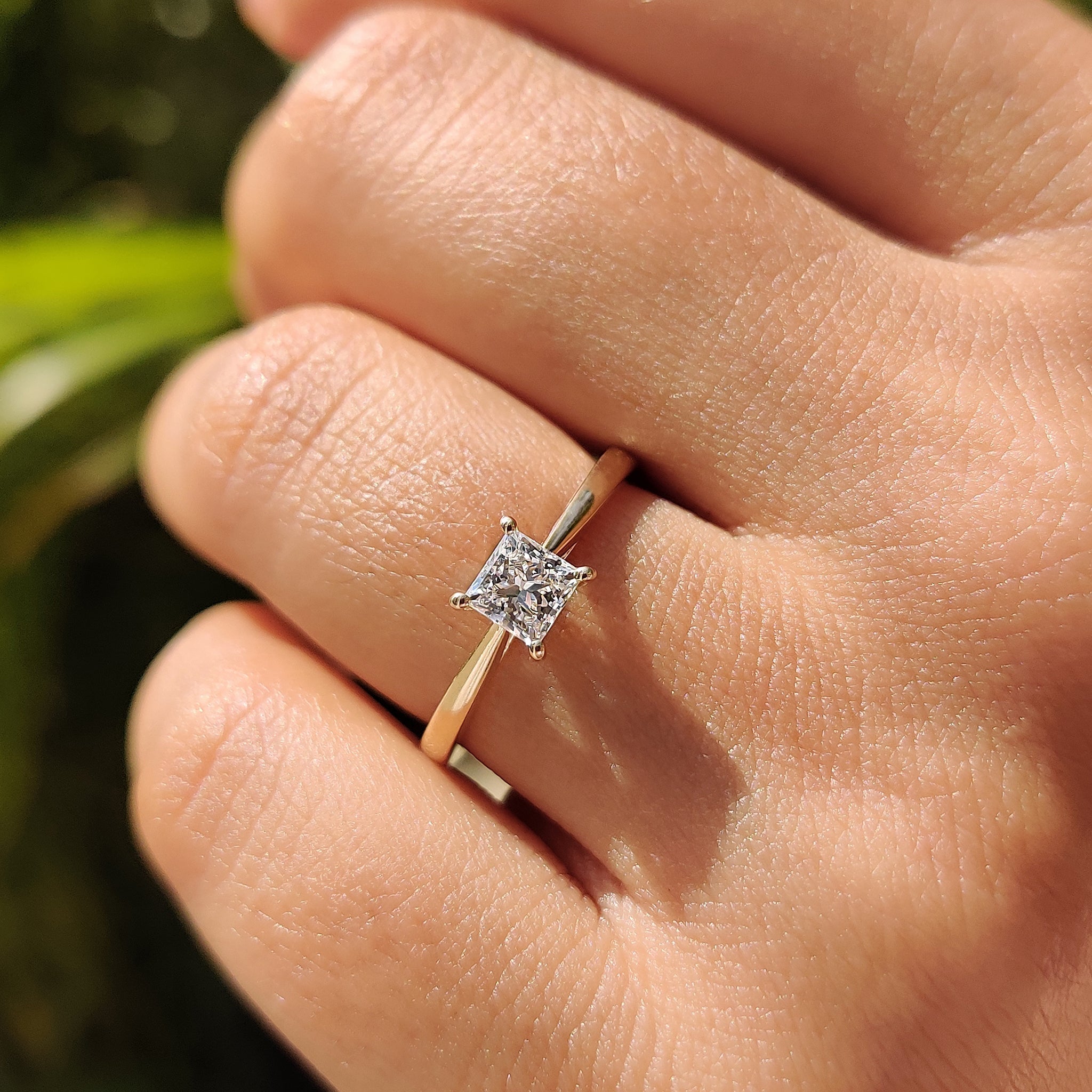 Princess Cut Solitaire Diamond Ring With Cathedral Setting Secondary image