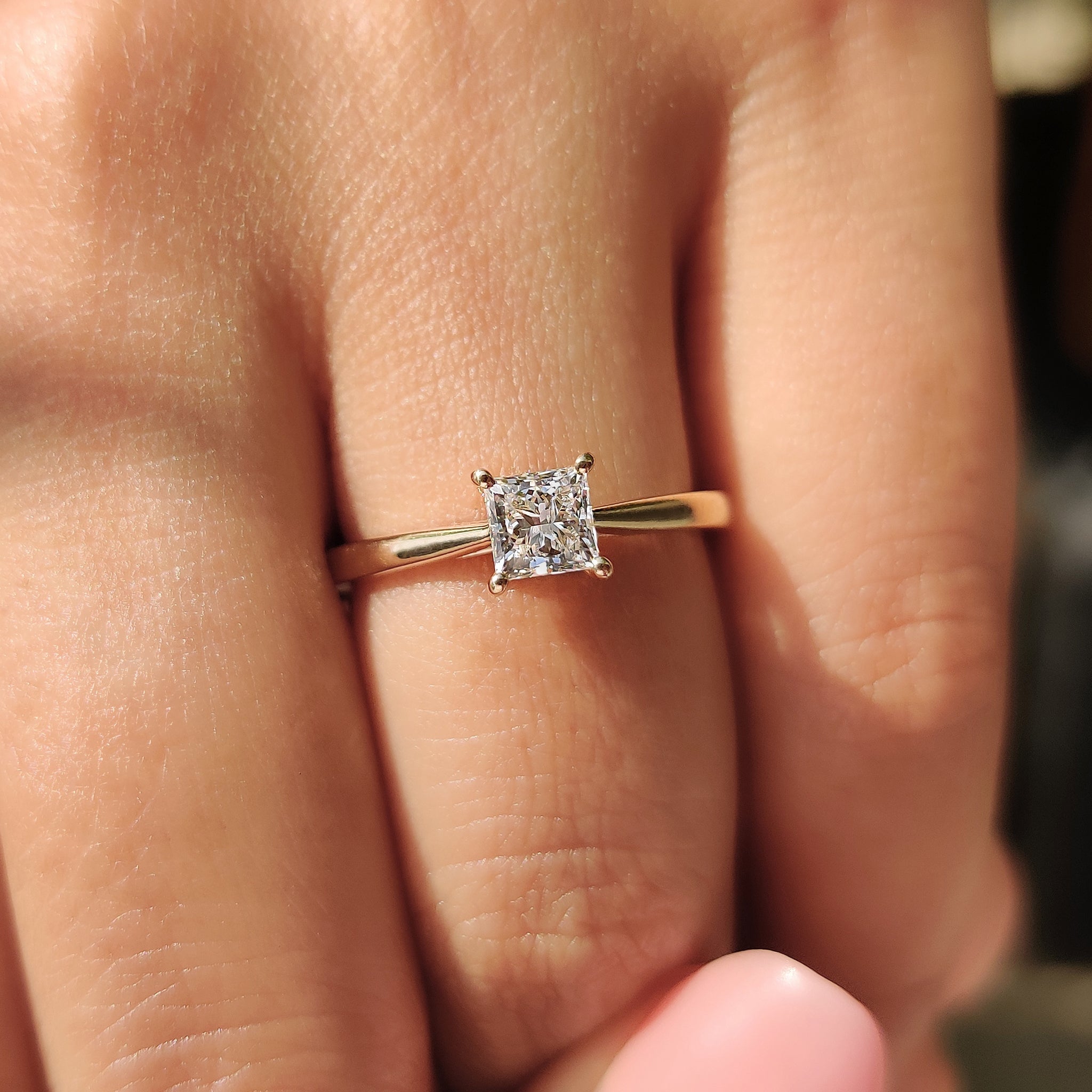 Princess Cut Solitaire Diamond Ring With Cathedral Setting