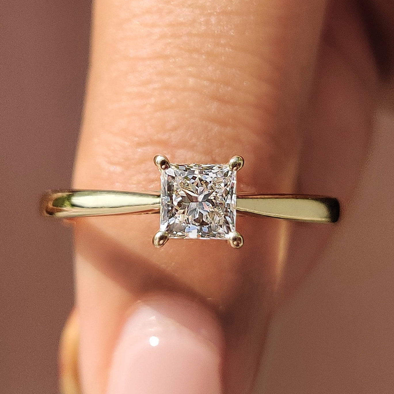 Princess Cut Solitaire Diamond Ring With Tapered Ring Shank Secondary image