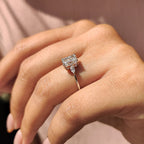 Radiant Cut Diamond Ring With Marquise Side Stone