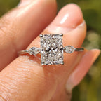 Radiant Cut Diamond Ring With Marquise Side Stone