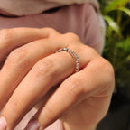 Emerald and Round Cut Rose Gold Diamond Wedding Band