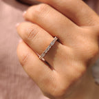 Emerald and Round Cut Rose Gold Diamond Wedding Band