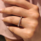 Emerald and Round Cut Rose Gold Diamond Wedding Band