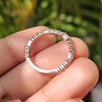 Emerald and Round Cut Rose Gold Diamond Wedding Band