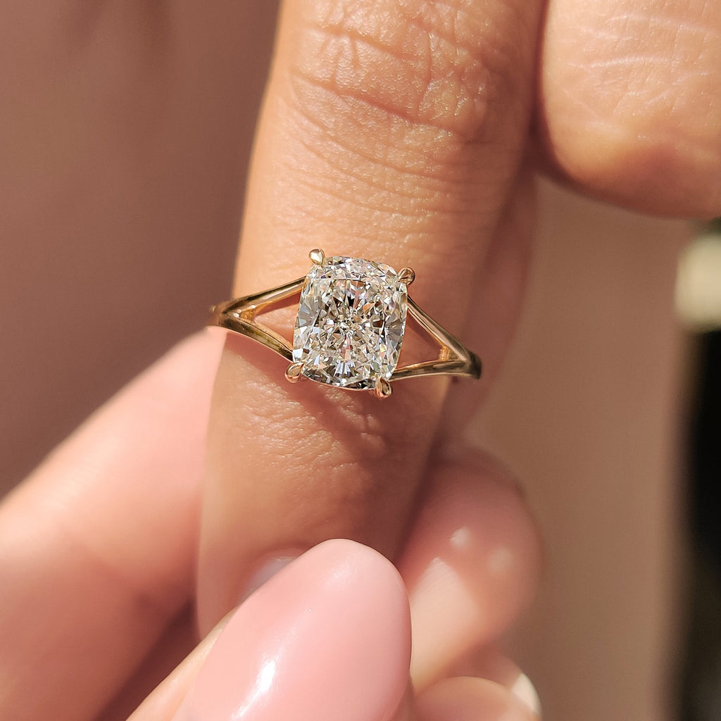 White Gold Elongated Cushion Cut Diamond Ring