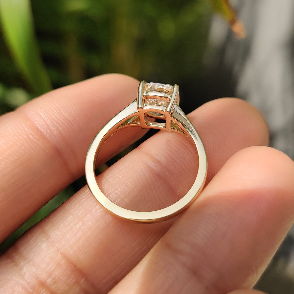 Solitaire Cushion Cut Diamond Ring in Split Shank Setting