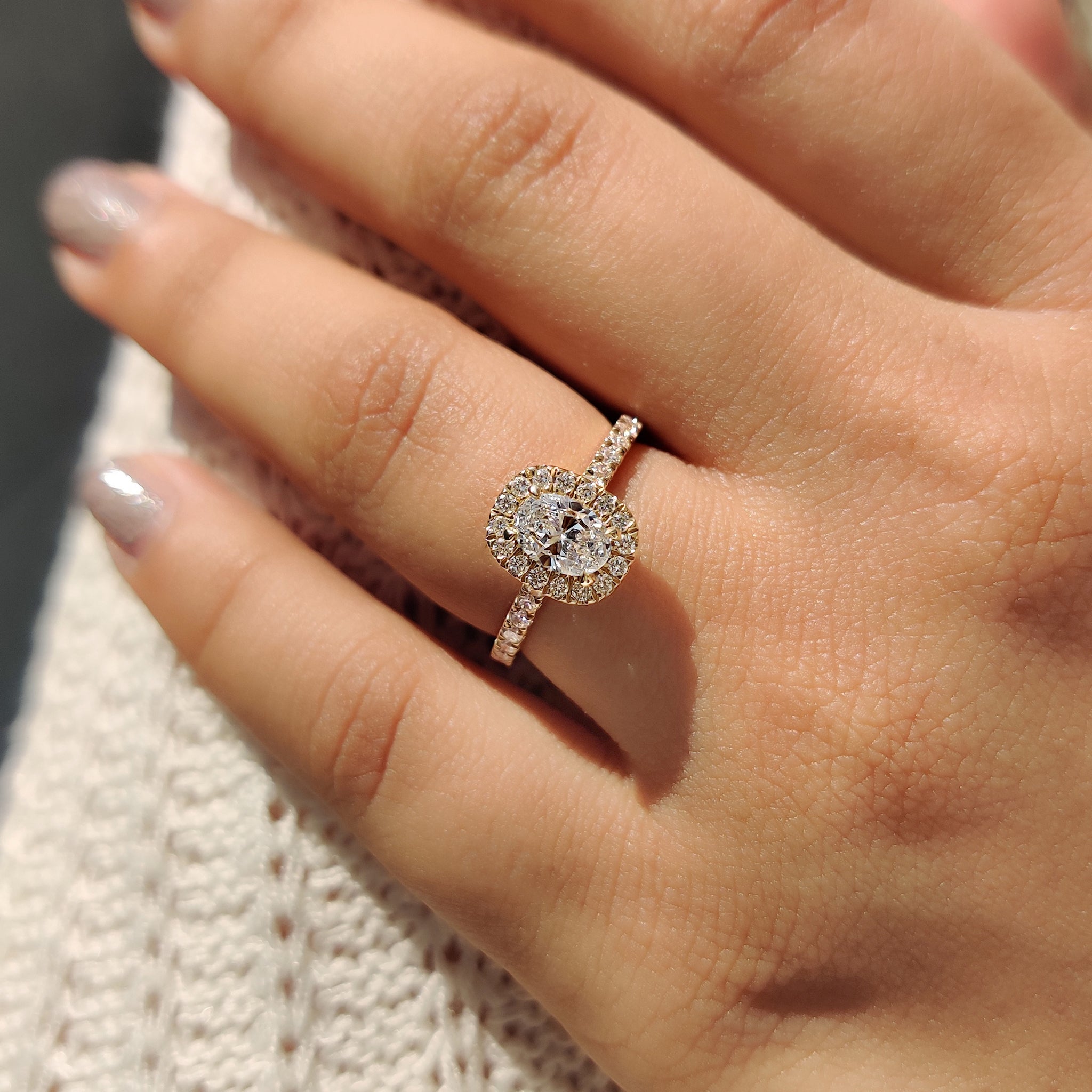 Oval Diamond Engagement Ring With Cathedral Setting Secondary image