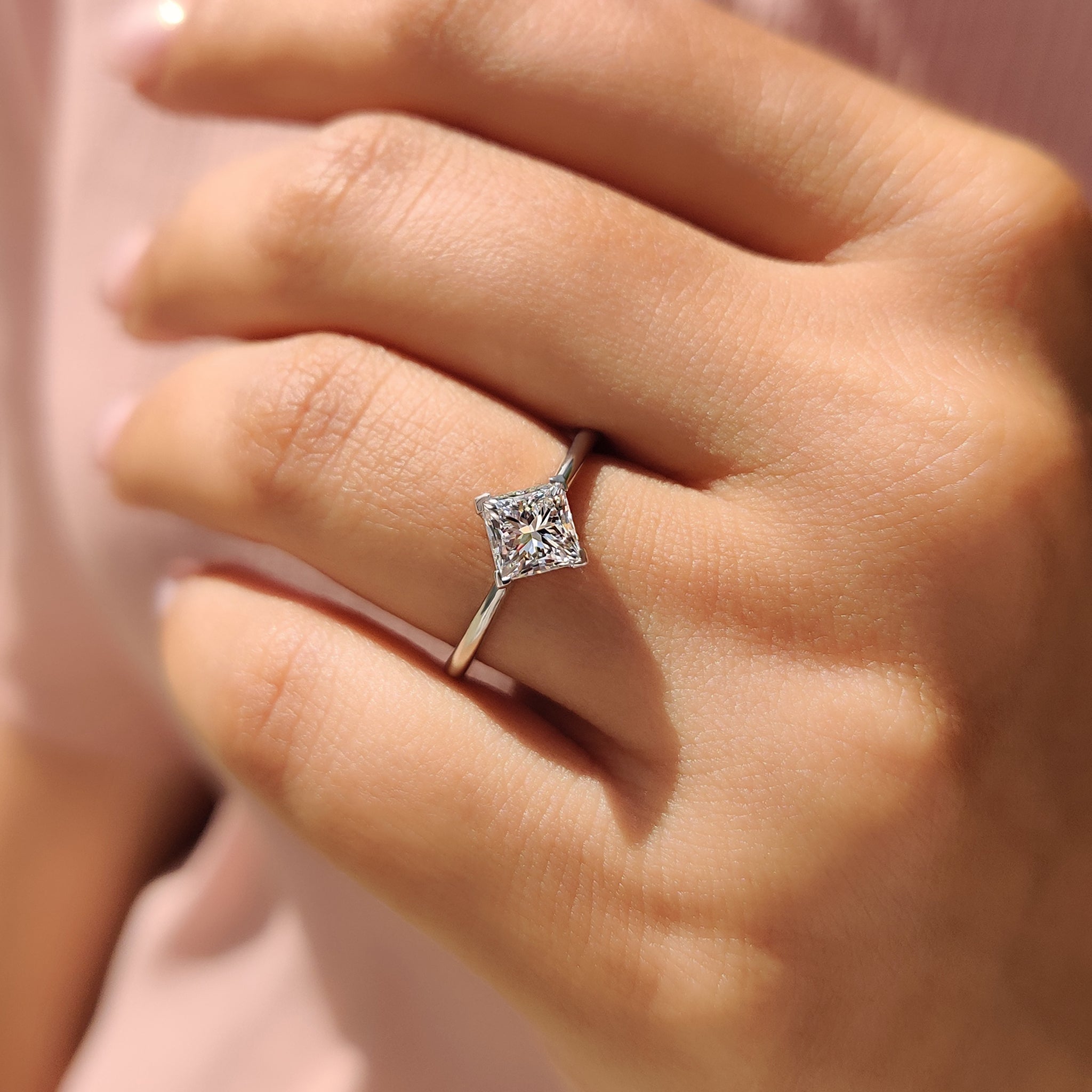Princess Cut Solitaire Engagement Ring In Compass Prong Style Secondary image