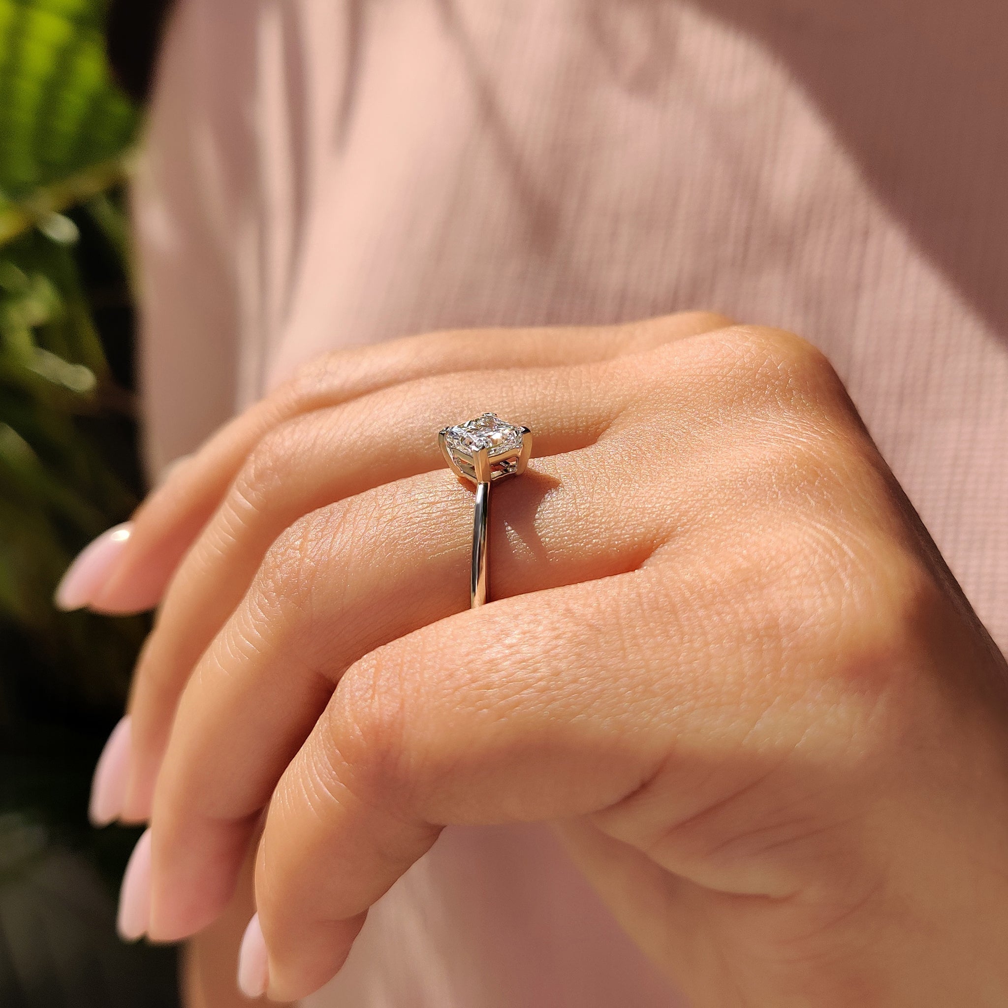 Princess Cut Solitaire Engagement Ring In Compass Prong Style