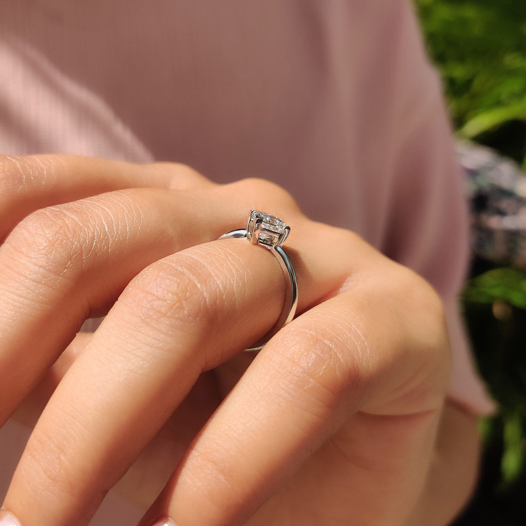 Princess Cut Solitaire Engagement Ring In Compass Prong Style