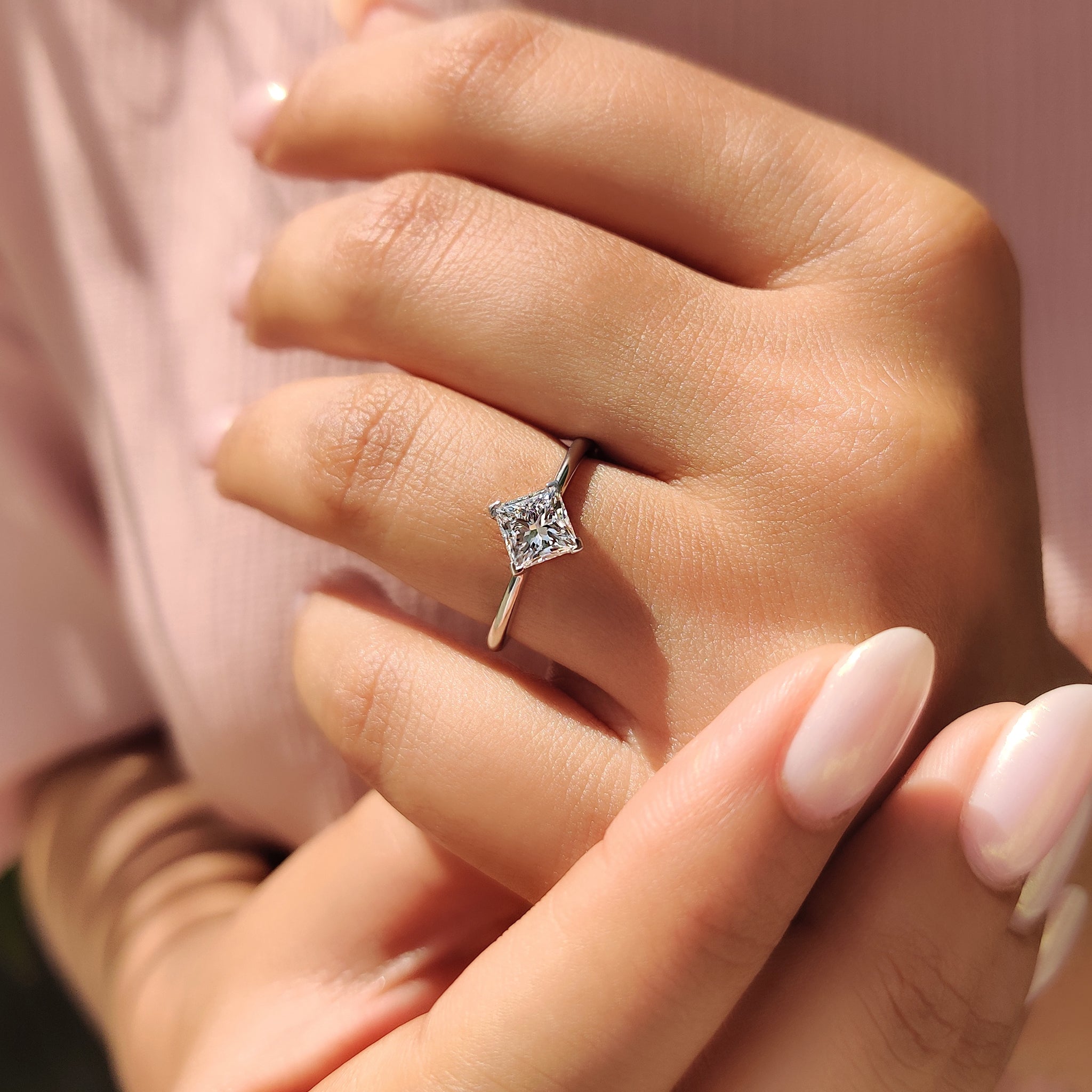 Princess Cut Solitaire Engagement Ring In Compass Prong Style