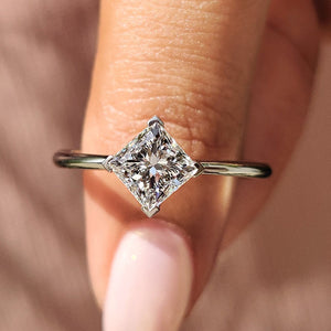 Princess Cut Solitaire Engagement Ring In Compass Prong Style