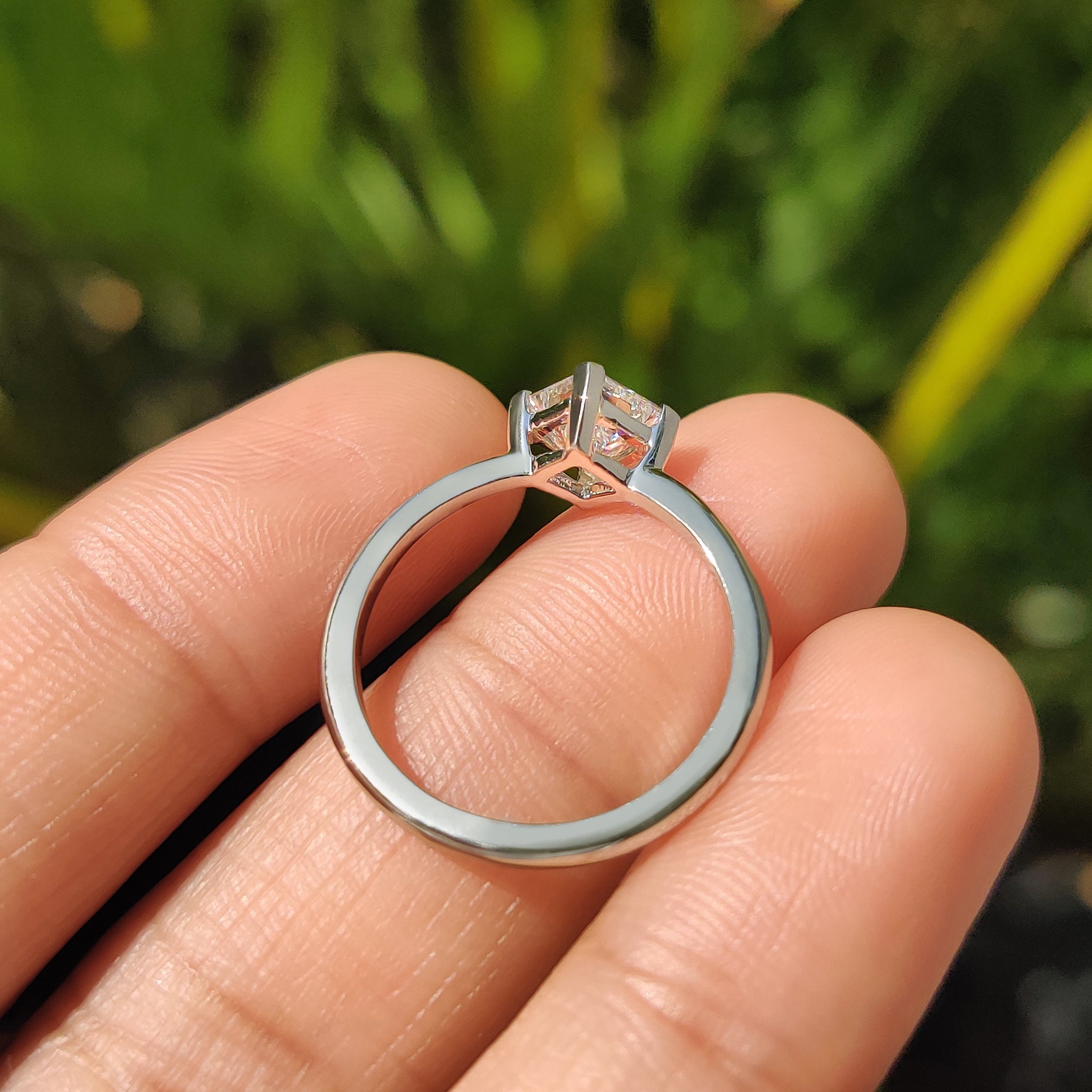 Princess Cut Solitaire Engagement Ring In Compass Prong Style