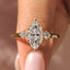 3 Stone Marquise Engagement Ring With Hidden Halo