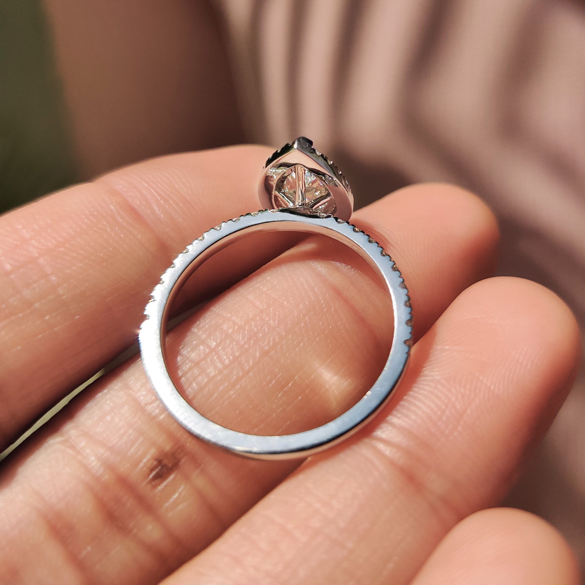Pear Halo Engagement Ring with Pave Setting