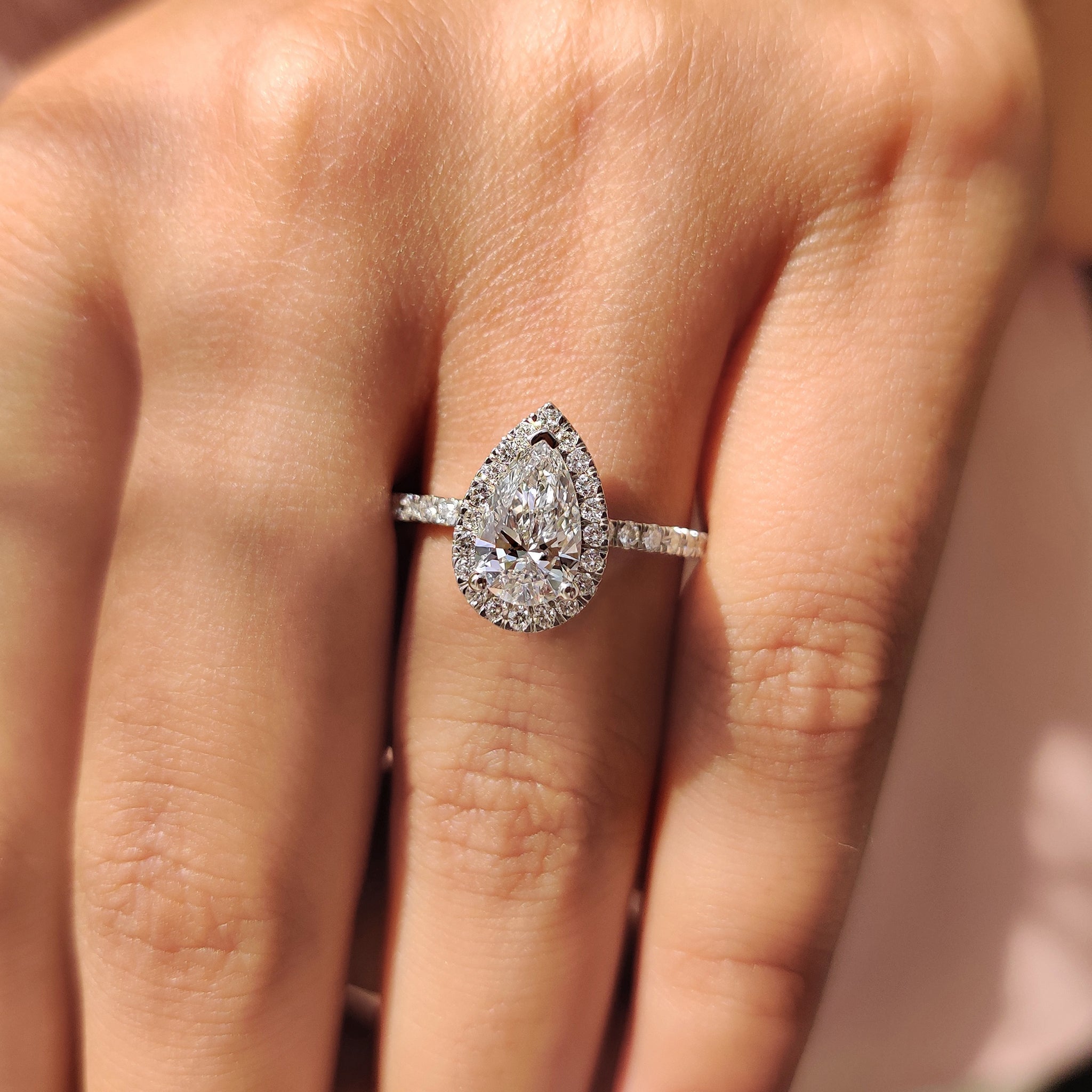 Pear Cut Halo Engagement Ring Setting