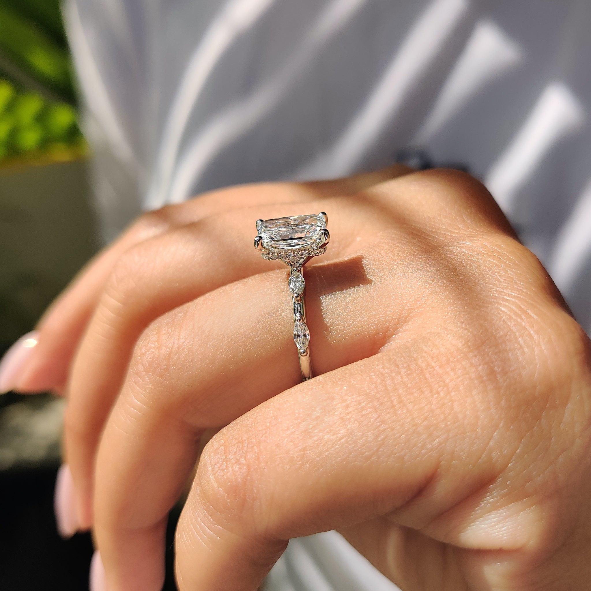 Radiant Cut Hidden Halo Engagement Ring Secondary image