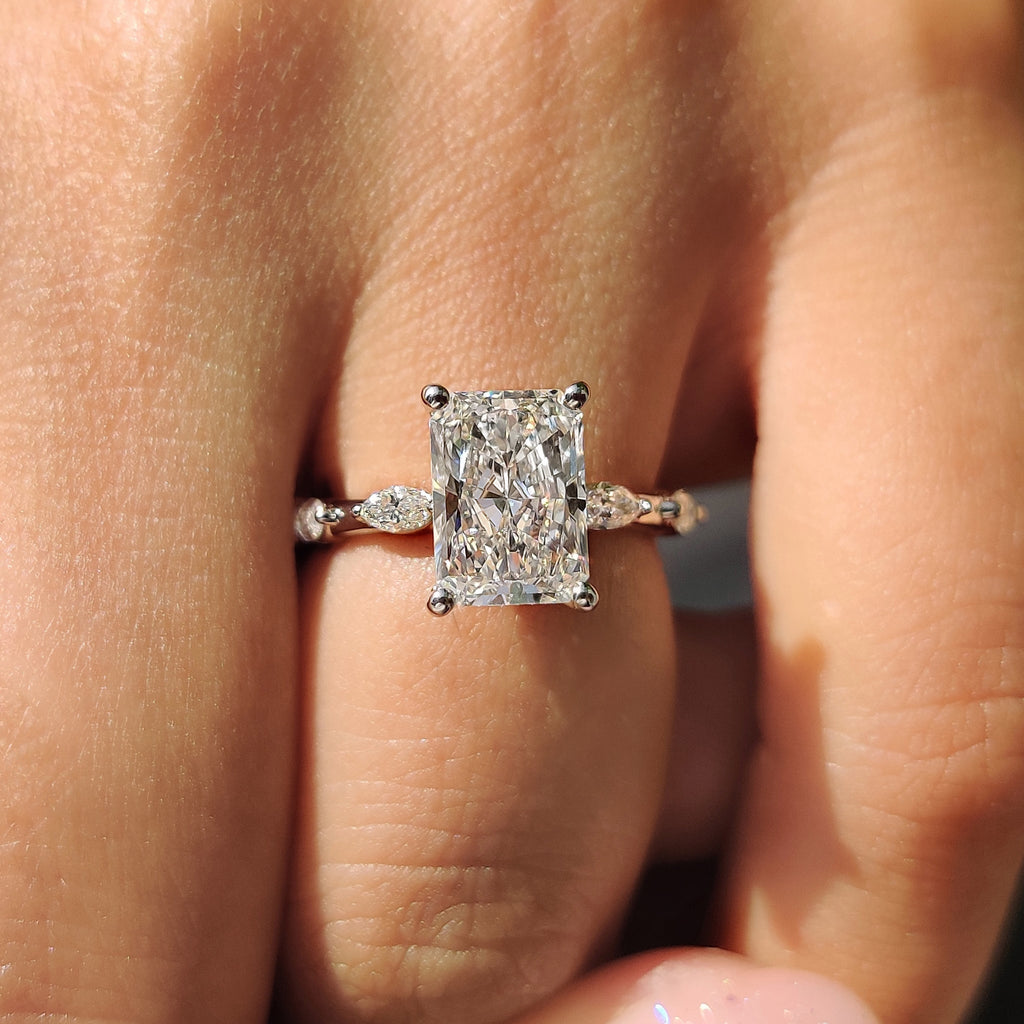 Radiant Cut Hidden Halo Engagement Ring