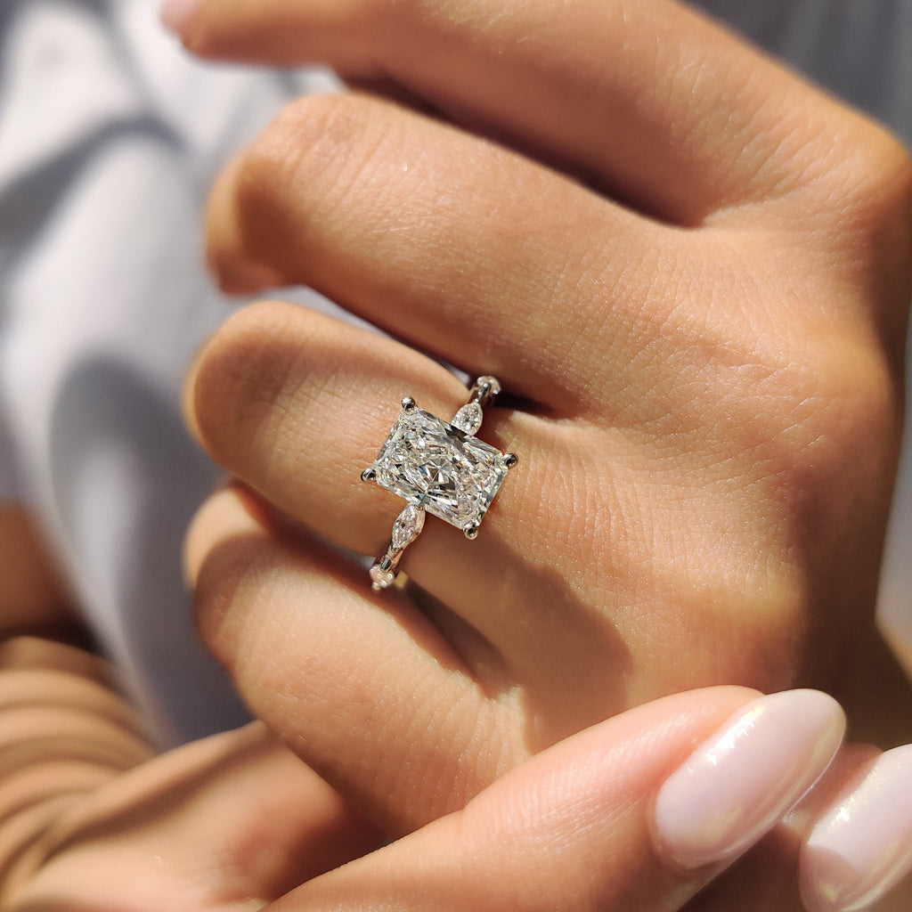 Radiant Cut Hidden Halo Engagement Ring