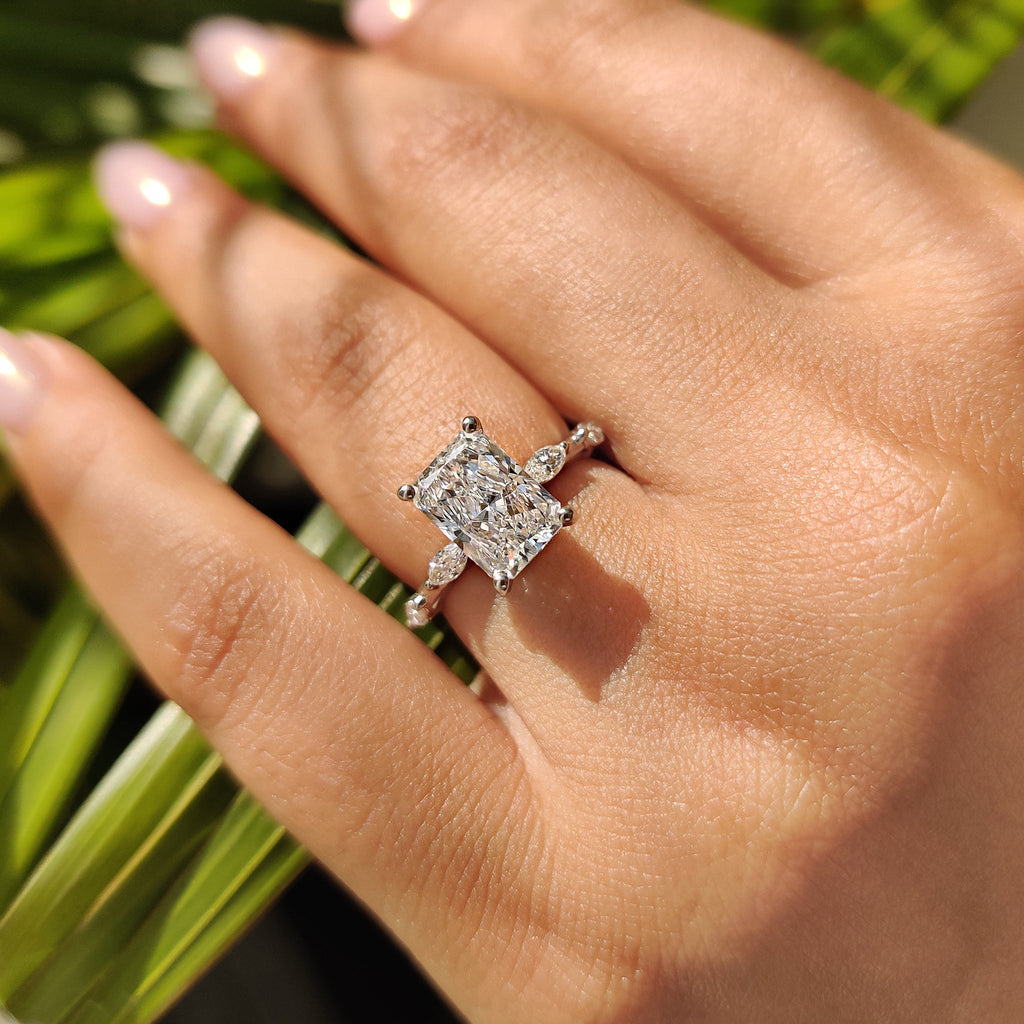 Radiant Cut Hidden Halo Engagement Ring