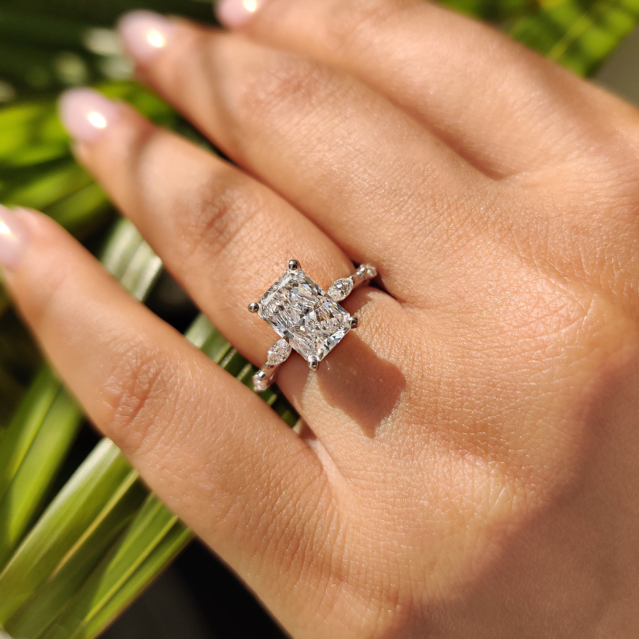 Radiant Cut Hidden Halo Engagement Ring