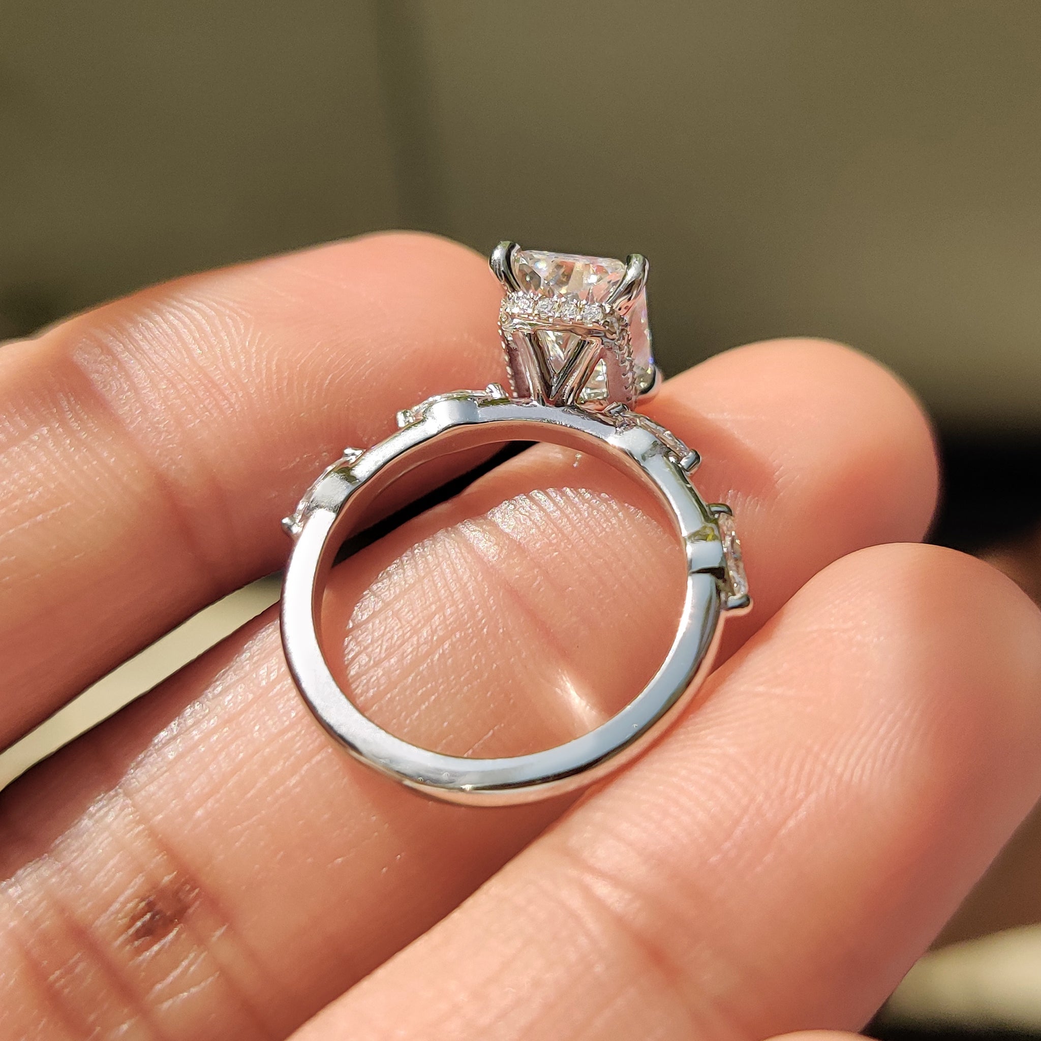 Radiant Cut Hidden Halo Engagement Ring