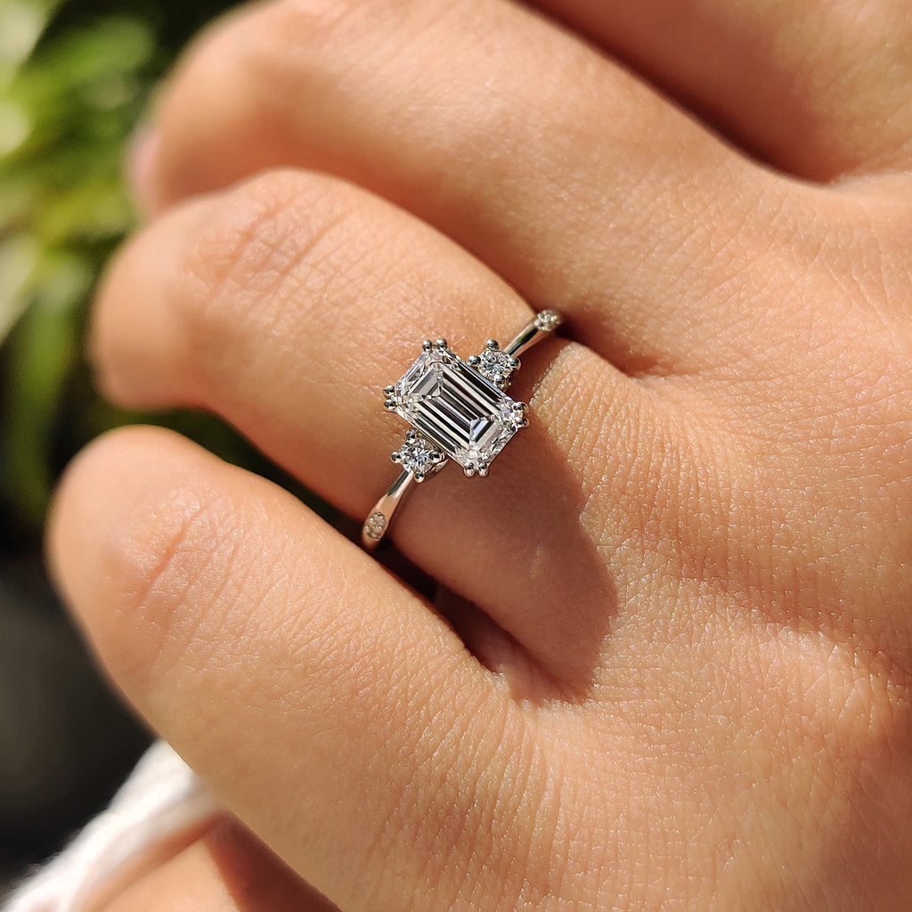 Emerald Cut Double Prong Engagement Ring
