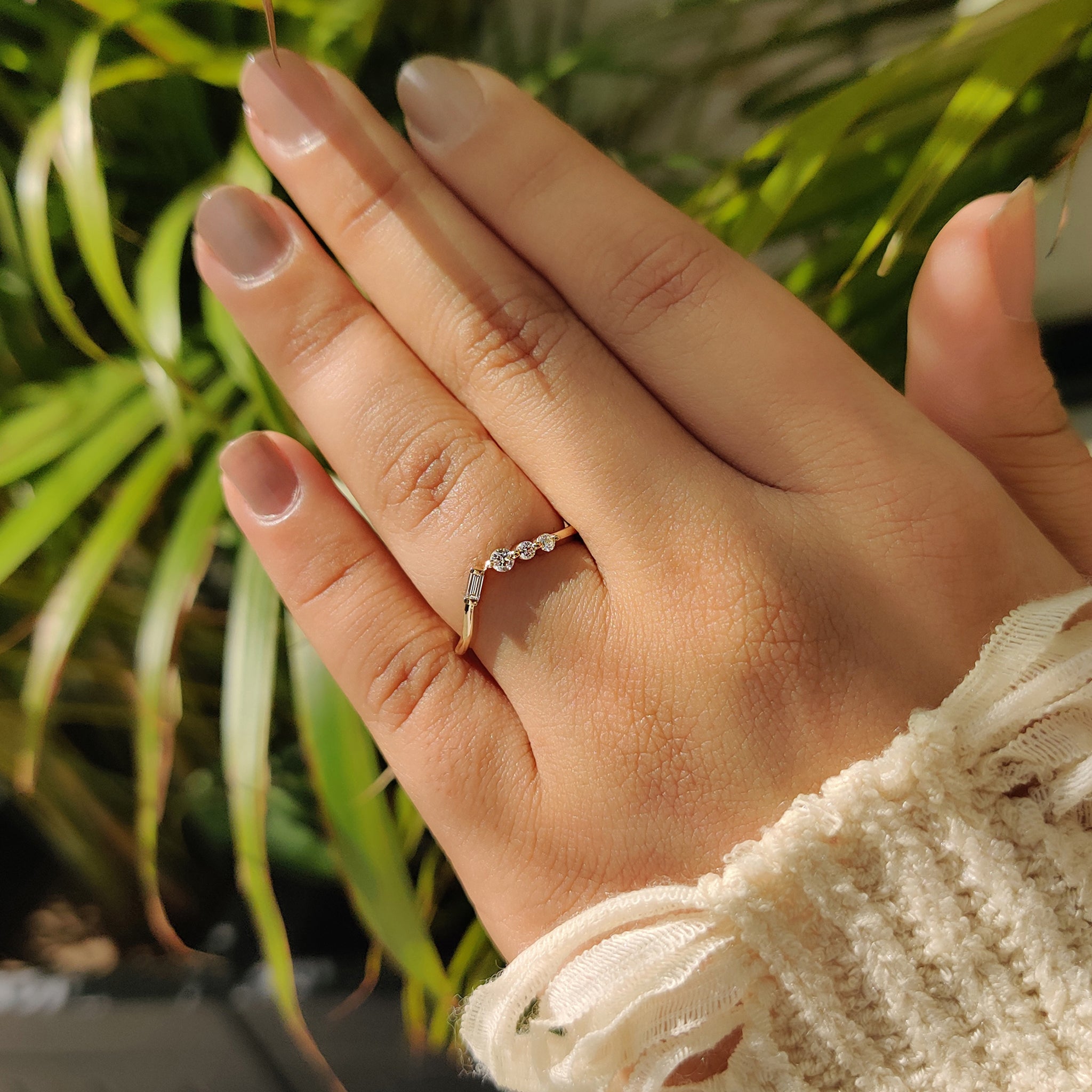 Baguette And Round Diamond Shared Prong Wedding Band Secondary image