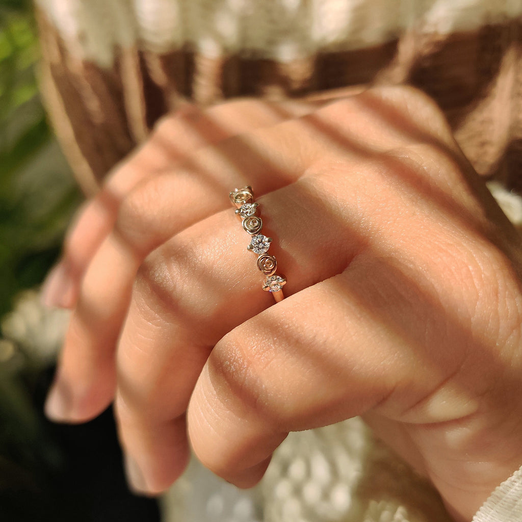 Round Diamond Nature Inspired Wedding Band