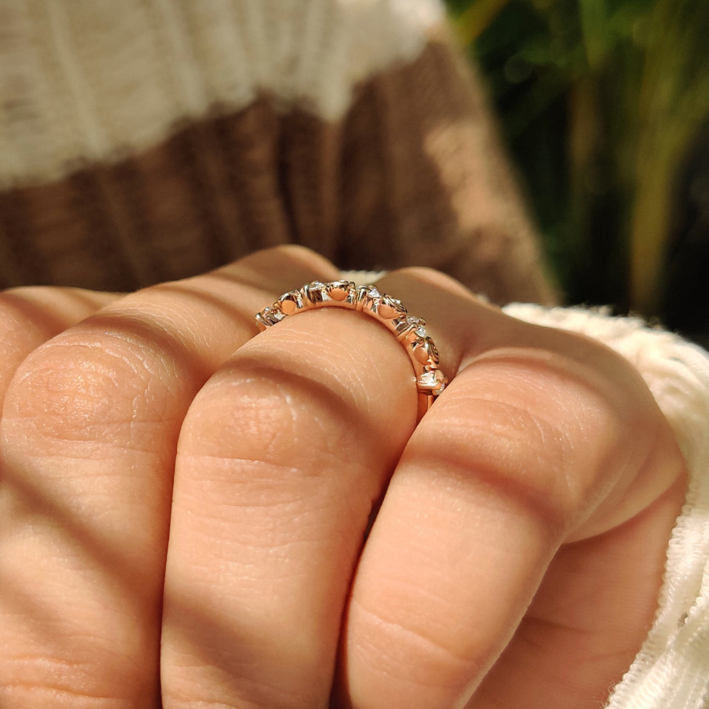 Round Diamond Nature Inspired Wedding Band