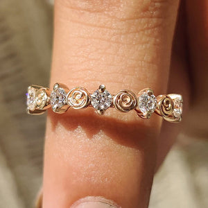 Round Diamond Nature Inspired Wedding Band