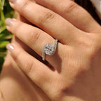 Oval Diamond Bypass Setting Ring In Half Eternity Style