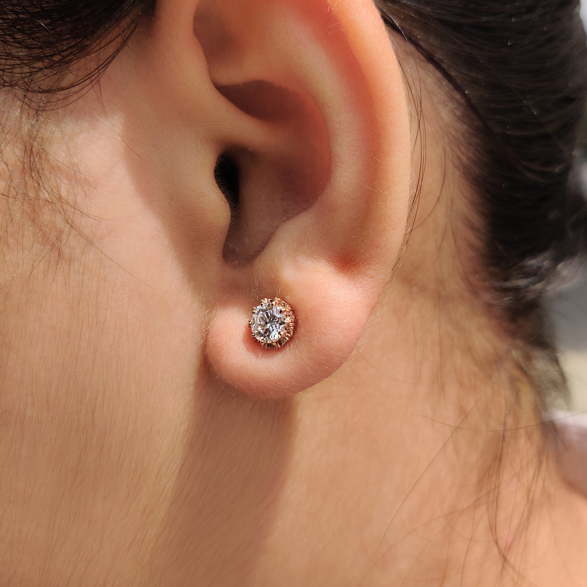 Round Cut Diamond Stud Earrings