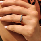 Round And Baguette Cut Wedding Band