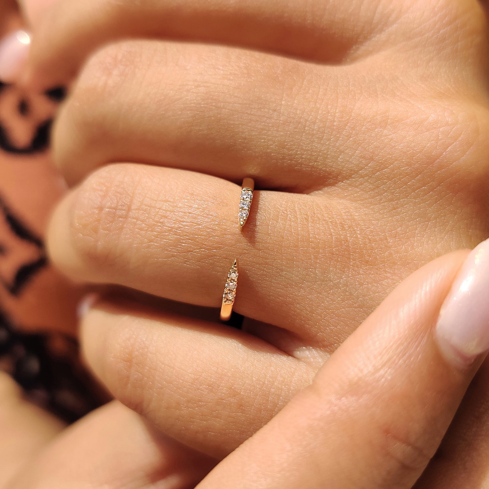 Round Cut 6 Stone Open Gap Wedding Band