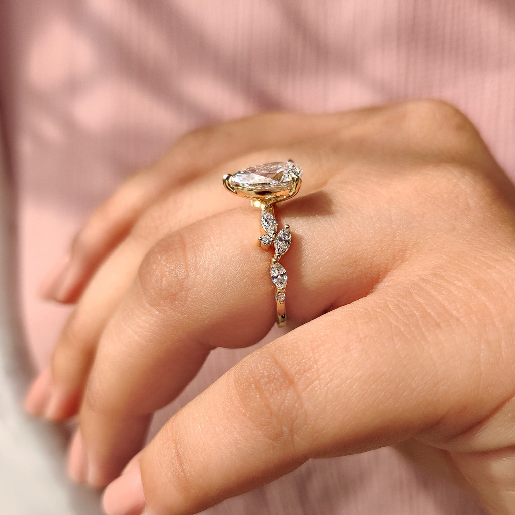 Nature Inspired Pear Shaped Engagement Ring