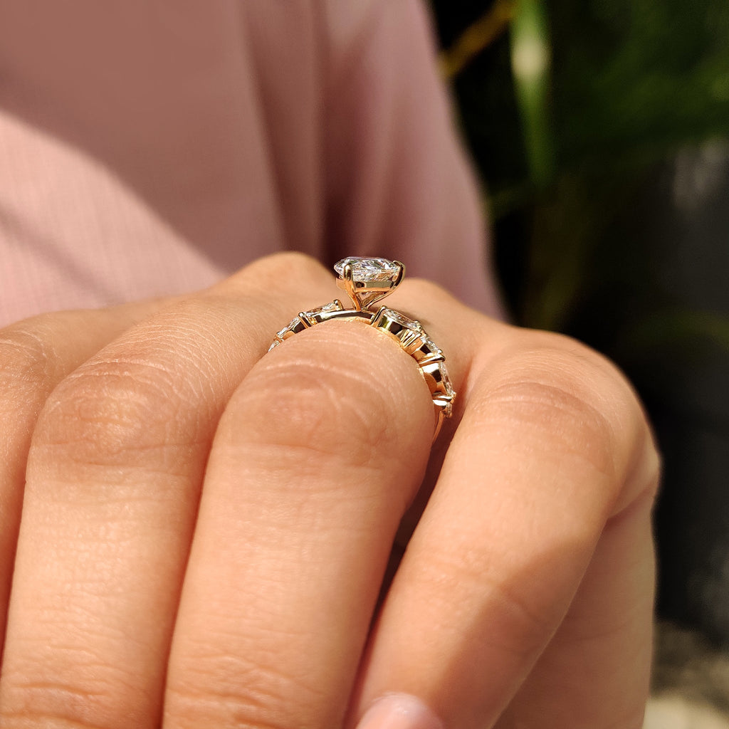 Nature Inspired Pear Shaped Engagement Ring